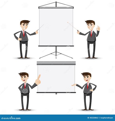 Cartoon Businessman Presentation With Board Stock Vector Illustration