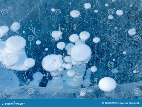 Air Bubbles Frozen Uder Ice Natural Art Royalty Free Stock Photography
