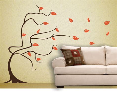 Large Whimsical Blowing Tree Wall Decal Removable Vinyl Wall Etsy