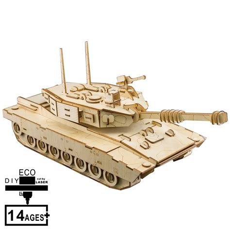 Diy 3d M1 Abrams Tank Wooden Puzzle Kit Leones Marvelous Items