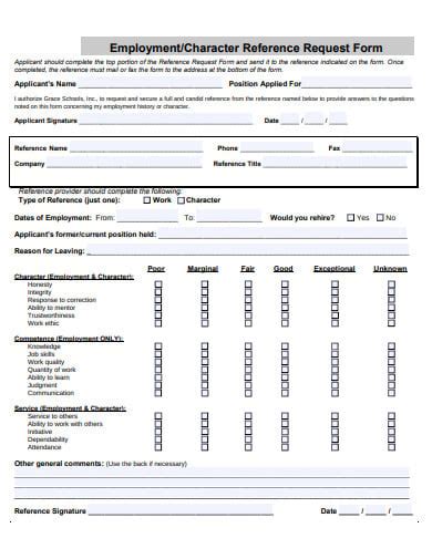 10 Employment Reference Request Form Templates In Pdf Xls Doc