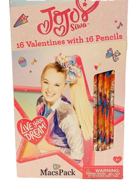 Jojo Siwa Valentines Day Cards 16 Count Pencils Classroom Exchange