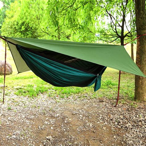 3 In 1 Camping Hammock With Mosquito Net Lightweight Double Rainfly