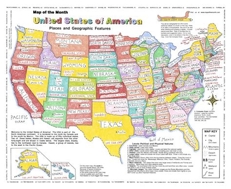 Usa Poster Nicknames And Mottos Maps For The Classroom