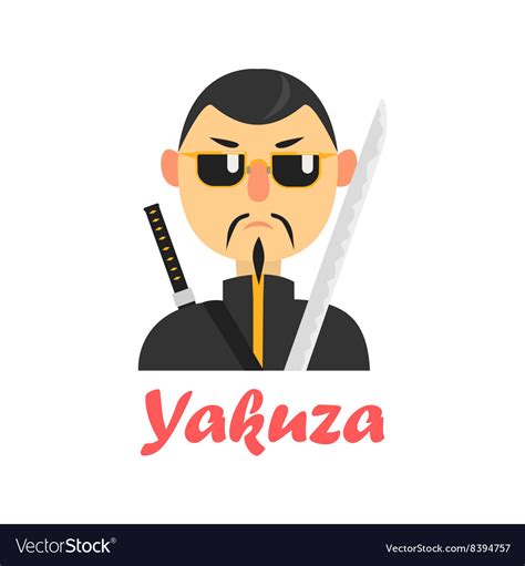 Japanese Yakuza Cartoon Style Icon Royalty Free Vector Image