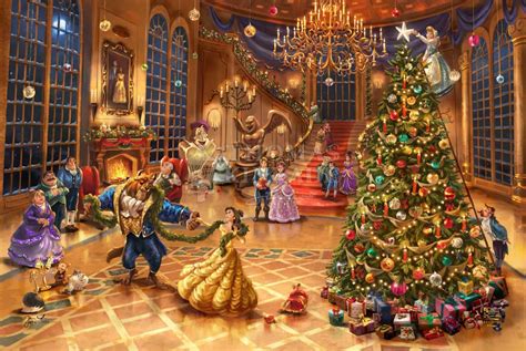 Disney Beauty And The Beast Christmas Celebration Art For Sale