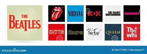 Logos Of The Most Famous Music Bands In The World Vector Editorial