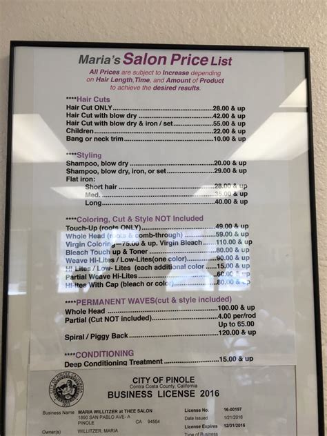 The more than 21,000 employees include numerous educated and experienced stylists who provide premium services in the open salon. The Salon Price List - Yelp