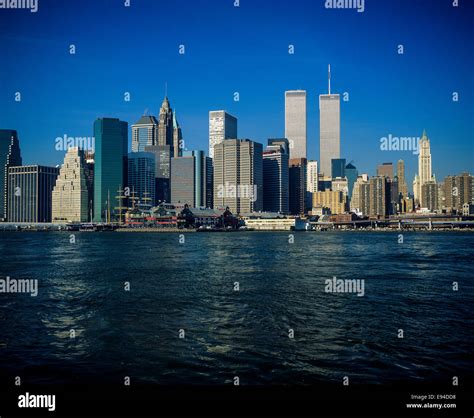 Lower Manhattan Skyline Und East River Von Brooklyn Vor 11 September