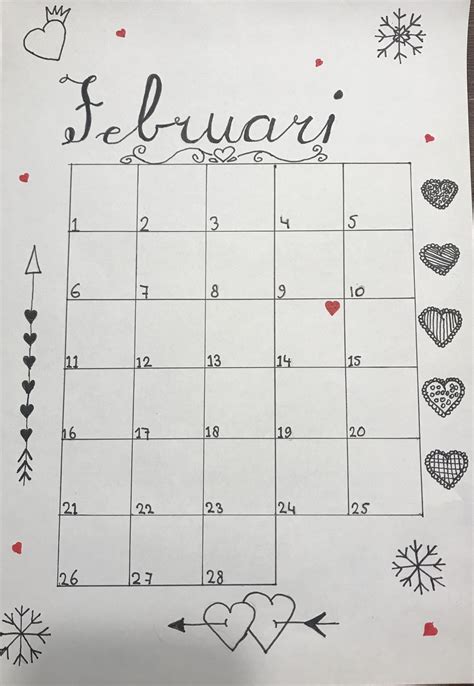 Kalender Februari Handlettering Kalender Calendar Birthdaycalendar