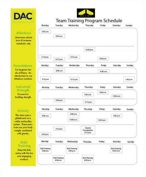 Printable Team Schedules