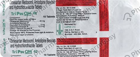 Tripin Om 40mg Strip Of 10 Tablets Uses Side Effects Price And Dosage