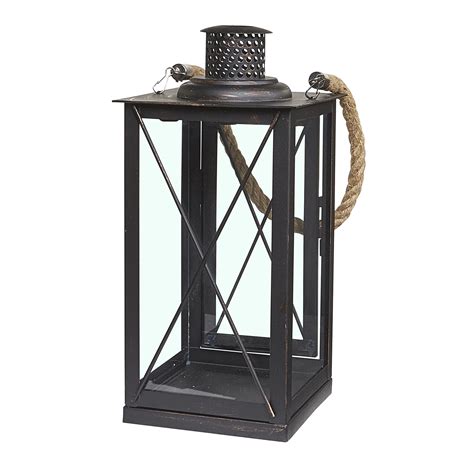 Decorative Metal Lantern W Rope Oil Rubbed Bronze Indoor Outdoor Home