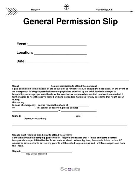 Free Printable Permission Slip Template Printable Templates