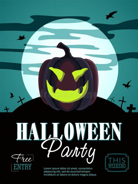 Halloween Party Design Template With Pumpkin Stock Vector