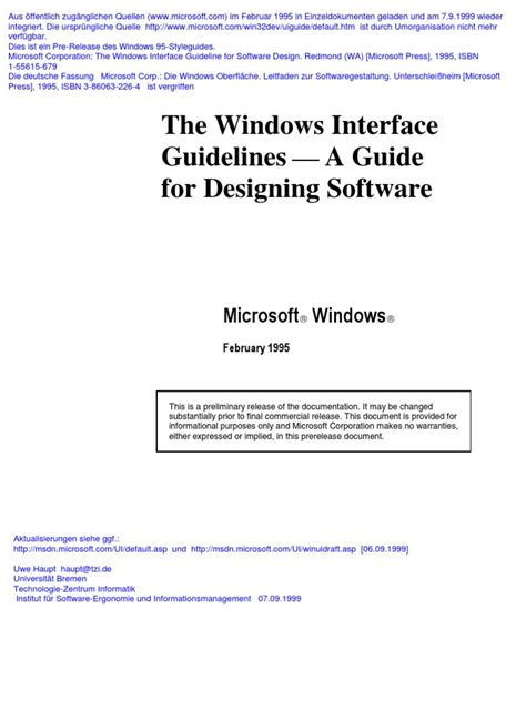 Microsoft Windows Guidelines Design Menu Computing