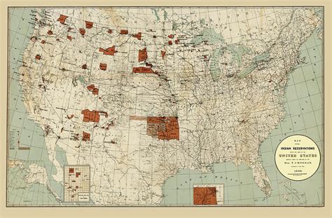 Indian Reservations Within The United States Map 1890 Photograph By
