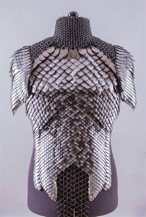 Chainmail And Scale Mail Top With Shoulder Armor Costume