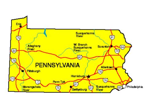 Pennsylvania Tourist Attractions Map Coastal Map World
