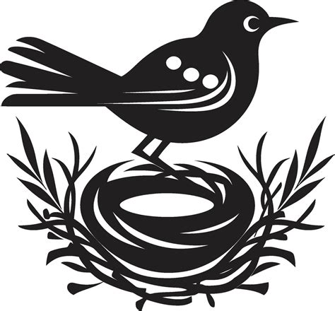 Weaver Wings Black Bird Nest Logo Feathered Nesting Vector Bird Icon