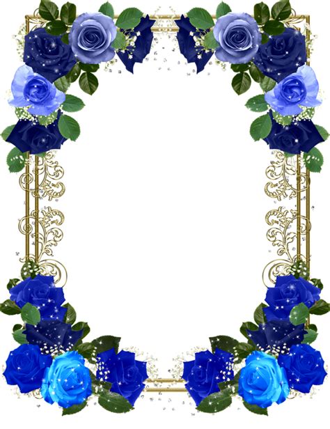 Download Blue Roses Frames Blue Roses Border Png Png Image With No