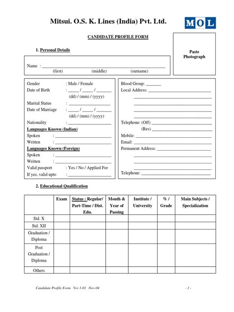 Candidate Profile Template