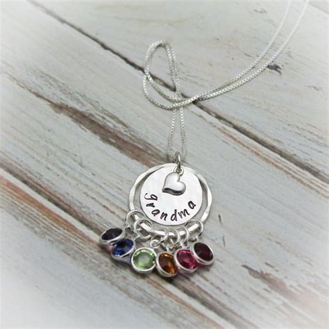 Grandma Necklace Grandmother Necklace Birthstone Necklace