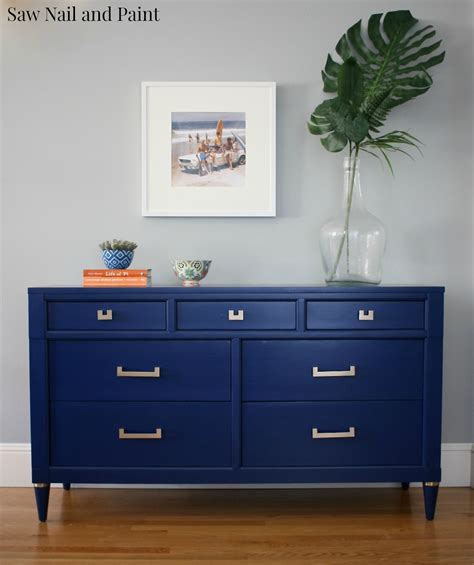 Sapphire Blue Midcentury Dresser Saw Nail And Paint