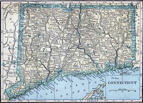 Large Old Map Of Connecticut State With Roads And All Cities 1923 20 Inch By 30 Inch Laminated