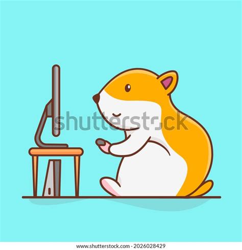 Cute Hamster Playing Video Game Illustration Stock Vector Royalty Free