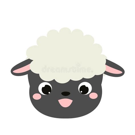 Cute Sheep Face Cartoon Kawaii Lamb Animal Icon Stock Vector