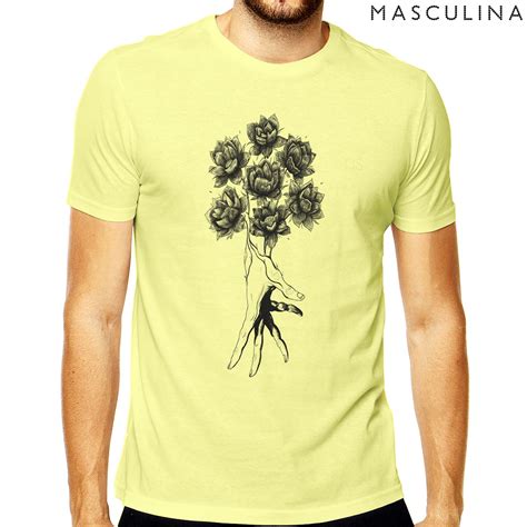 Camiseta Masculina Flores Camisa Mãos Flores Elo7