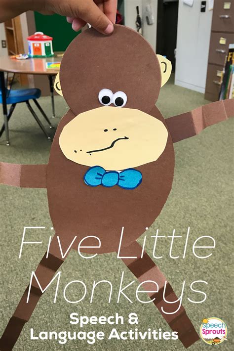 Monkeyshines In The Speech Room Adorable Five Little Monkeys Craft And