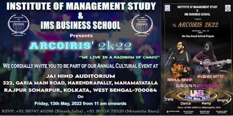 Arcoiriss 2k22 Institute Of Management Study Ims Kolkata
