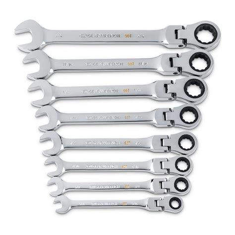 Reviews For Gearwrench 90 Tooth Sae Ratcheting Flex Head Combination Wrench Set With Tray 8