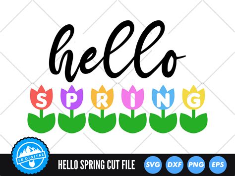 Hello Spring Svg Spring Tulips Cut File Flower Svg By Ld Digital