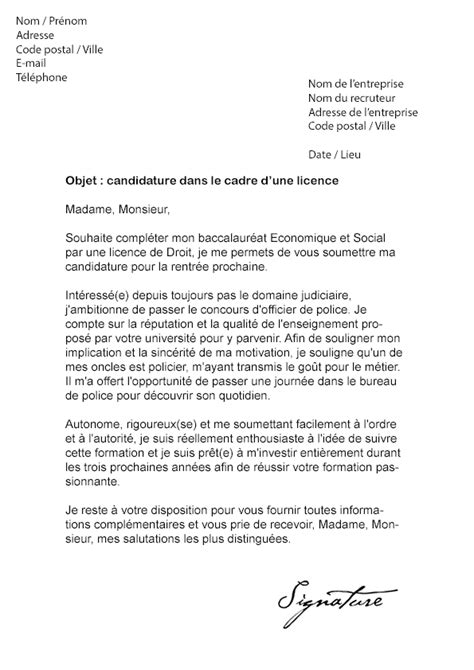 Lettre De Motivation Pour Une Licence Modèle De Lettre