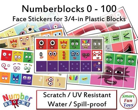 Numberblocks 0 100 Face And Body Stickers Waterproof Etsy Face