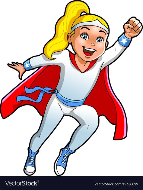 Teen Girl Superhero Cartoon Clipart Royalty Free Vector