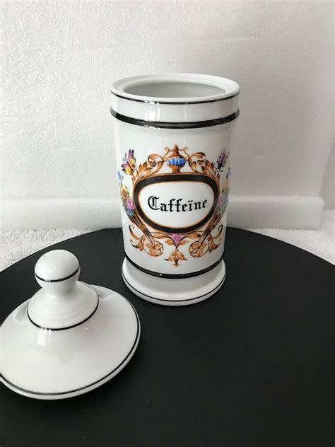 Antique Limoges France Porcelain Apothecary Jar With Lid Caffeine
