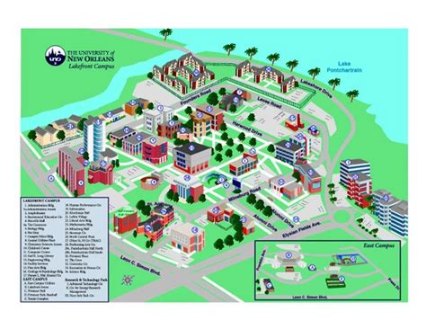 University Of New Orleans Lakefront Campus Map Louisiana Colleges