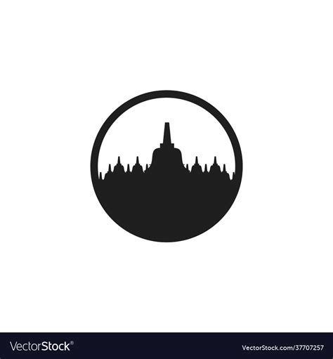 Borobudur Temple Silhouette Minimalist Logo Icon Vector Image