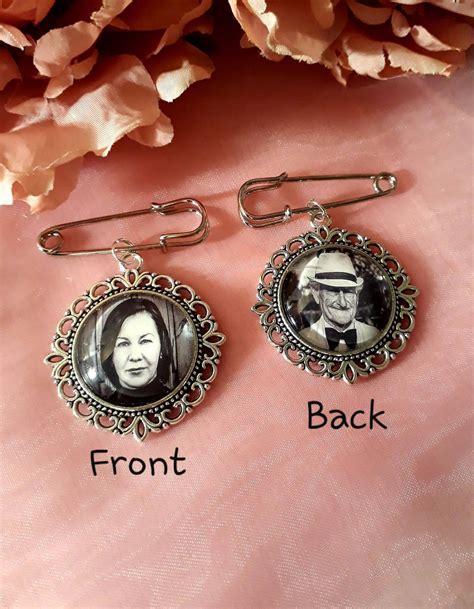 A Double Sided Memory Pin For A Bride Or Groom For A Bouquet Etsy Uk