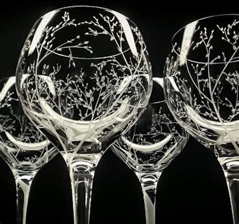 Wine Glasses Engraved Crystal Hand Engraved Branches And Leaves Holiday Tableware Hosting T