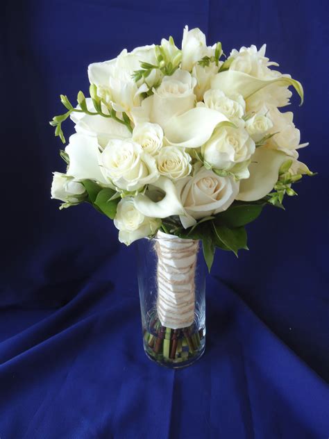 White Calla Rose And Freesia Bridal Bouquet Wedding Flowers Wedding