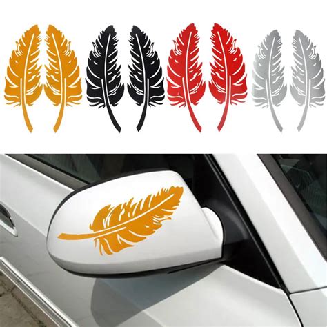 car styling carprie stickers new feather design 3d decoration sticker for car side mirror