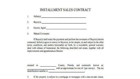 Installment Contract Template Tutoreorg Master Of Documents