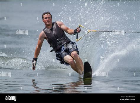 Water Skier Coming In To Shore Stock Photo Alamy
