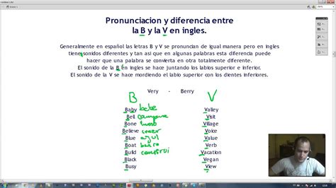 Pronunciacion De Las Letras B Y V En Ingles Youtube