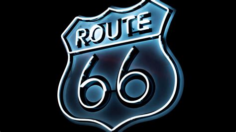 Download Wallpaper 1600x900 Route 66 Neon Numbers Inscription